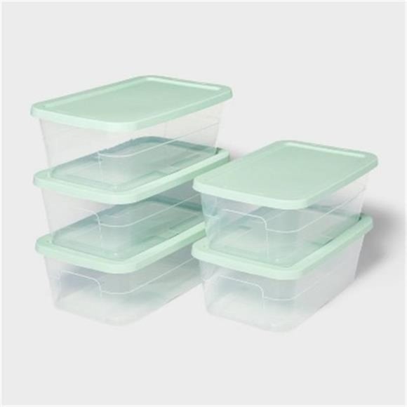 5pk 6qt Storage Boxes Green